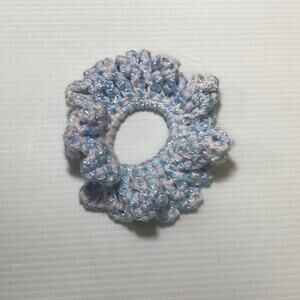 NWT Pink Blue Handmade Crocheted Hair Scrunchie